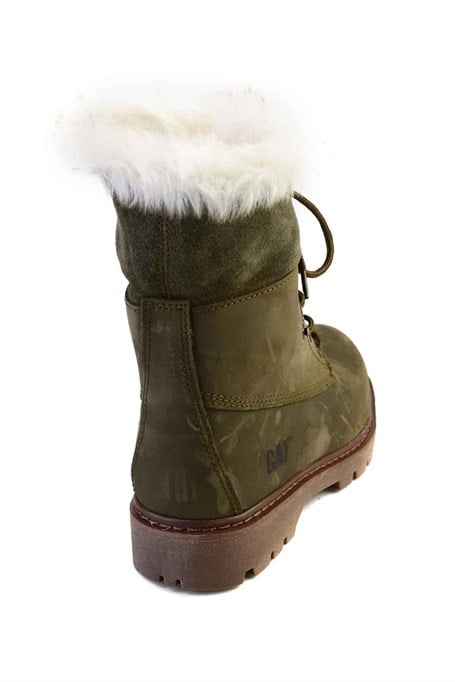 Dark Olive Hakiki Deri Kadın Bot & Bootie CAT0111118401
