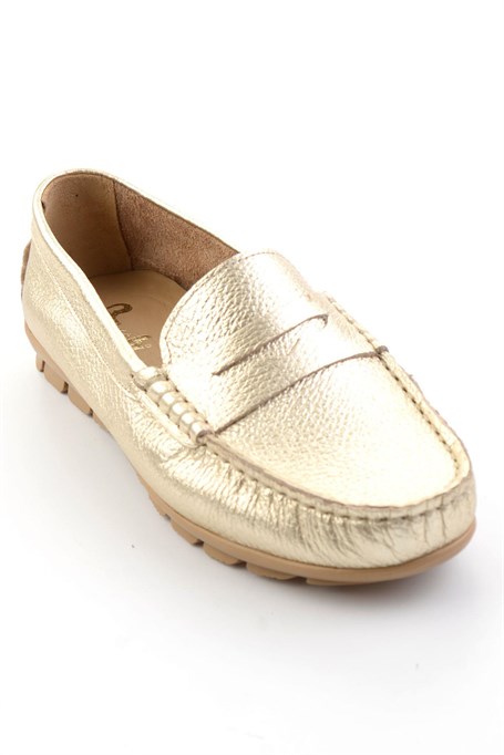 Gold Hakiki Deri Kadın Loafer Ayakkabı K01680000103