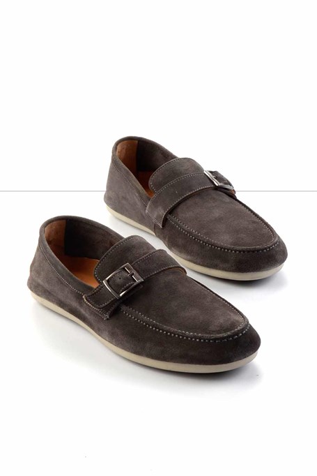 Gri Hakiki Deri Erkek Loafer Ayakkabı E01304406502