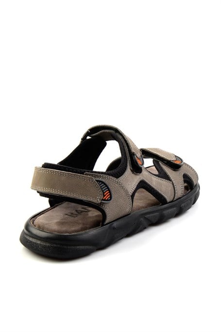Gri Hakiki Deri Erkek Sandalet E05078102501