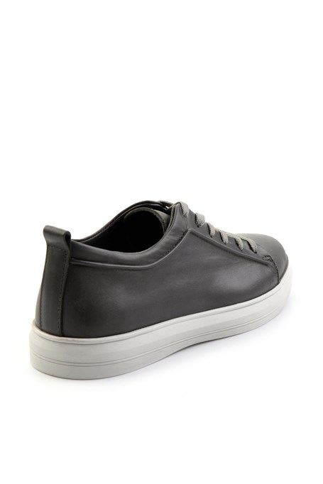 Gri Hakiki Deri Erkek Sneaker E01011030843