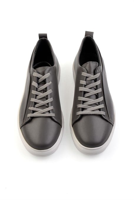 Gri Hakiki Deri Erkek Sneaker E01011030843
