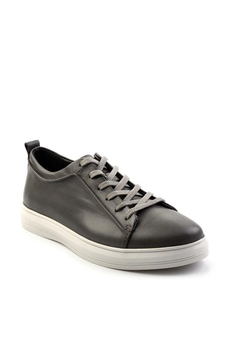 Gri Hakiki Deri Erkek Sneaker E01011030843