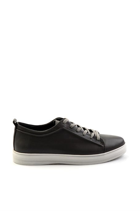 Gri Hakiki Deri Erkek Sneaker E01011030843