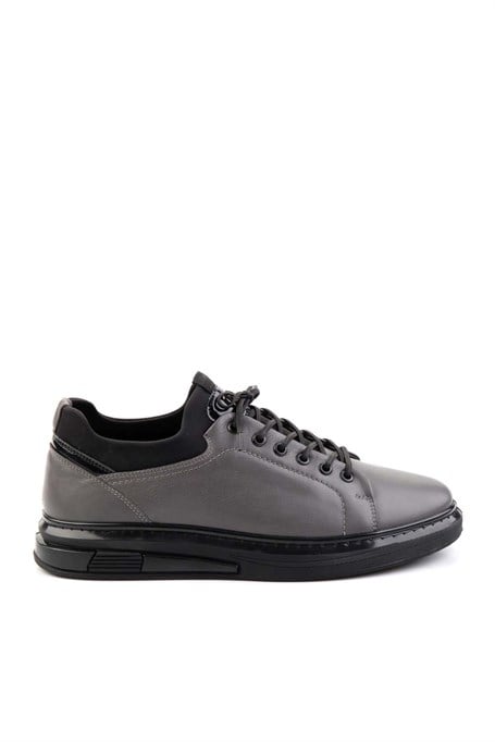 Gri Hakiki Deri Erkek Sneaker E01018198303