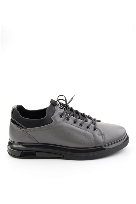 Gri Hakiki Deri Erkek Sneaker E01018198303