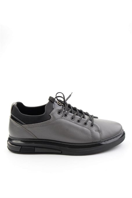 Gri Hakiki Deri Erkek Sneaker E01018198303