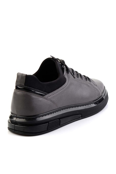 Gri Hakiki Deri Erkek Sneaker E01018198303