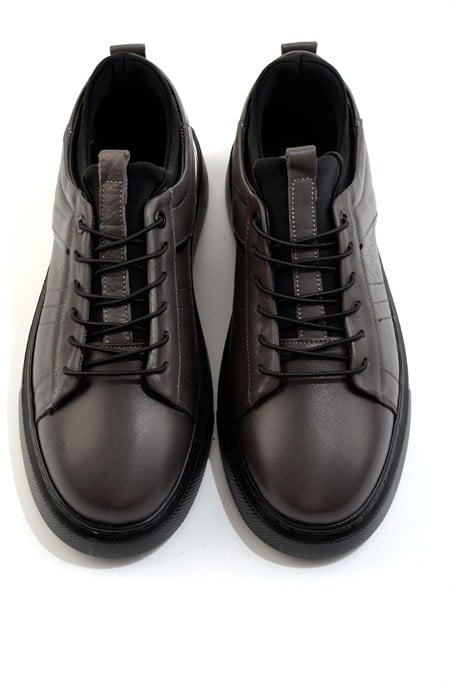 Gri Hakiki Deri Erkek Sneaker E01082010403