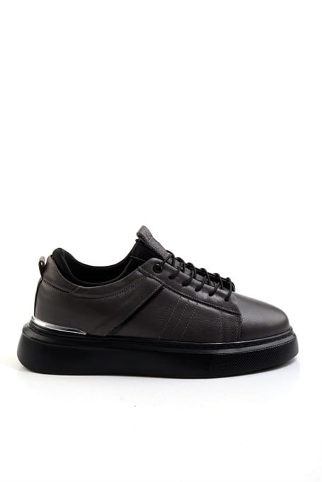 Gri Hakiki Deri Erkek Sneaker E01082010403