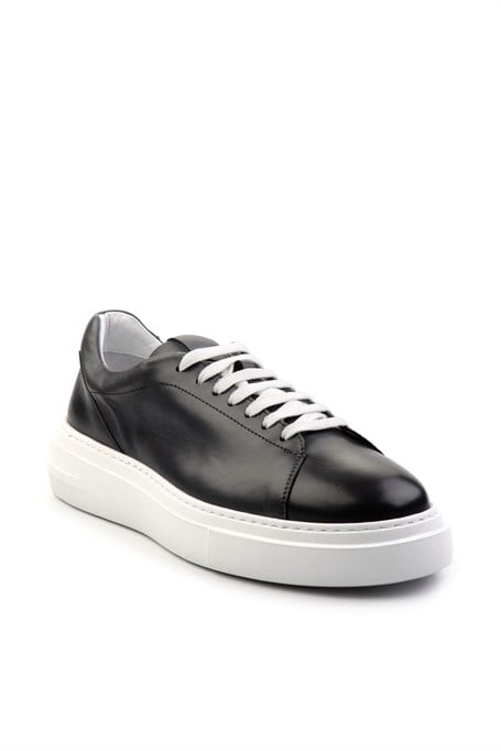 Gri Hakiki Deri Erkek Sneaker E01083016803