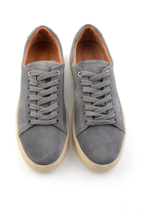 Gri Hakiki Deri Erkek Sneaker E01396009902