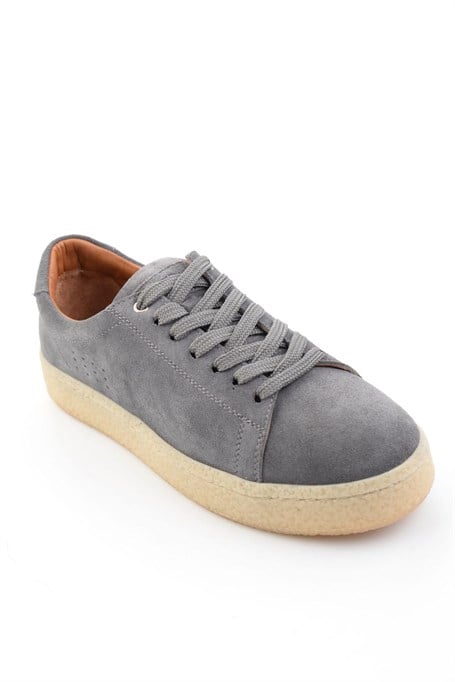 Gri Hakiki Deri Erkek Sneaker E01396009902