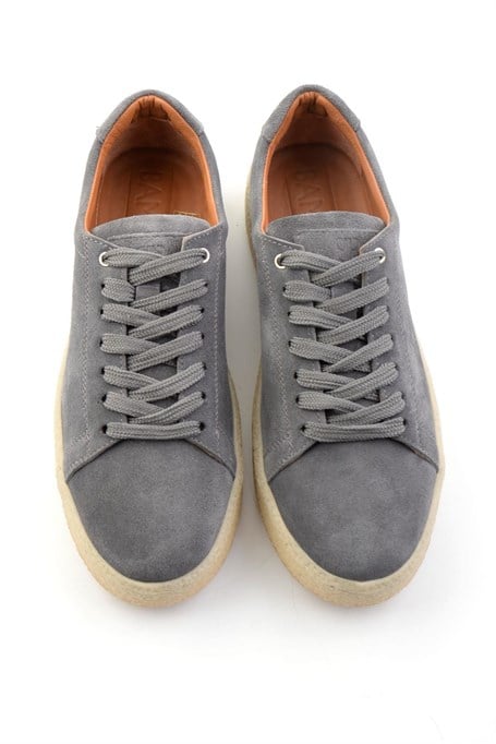 Gri Hakiki Deri Erkek Sneaker E01396009902