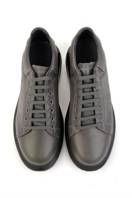 Gri Hakiki Deri Erkek Sneaker E01811100743