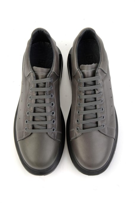 Gri Hakiki Deri Erkek Sneaker E01811100743