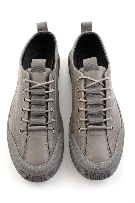 Gri Hakiki Deri Erkek Sneaker E01900251044