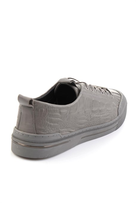 Gri Hakiki Deri Erkek Sneaker E01900251044