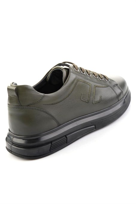 Haki Antik Hakiki Deri Erkek Sneaker E01398203041