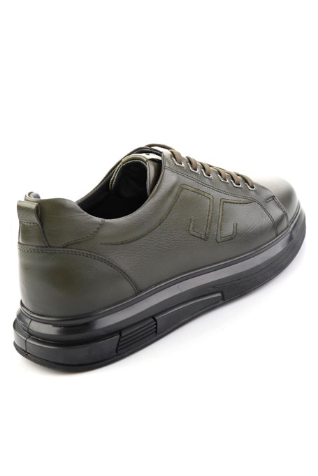Haki Antik Hakiki Deri Erkek Sneaker E01398203041