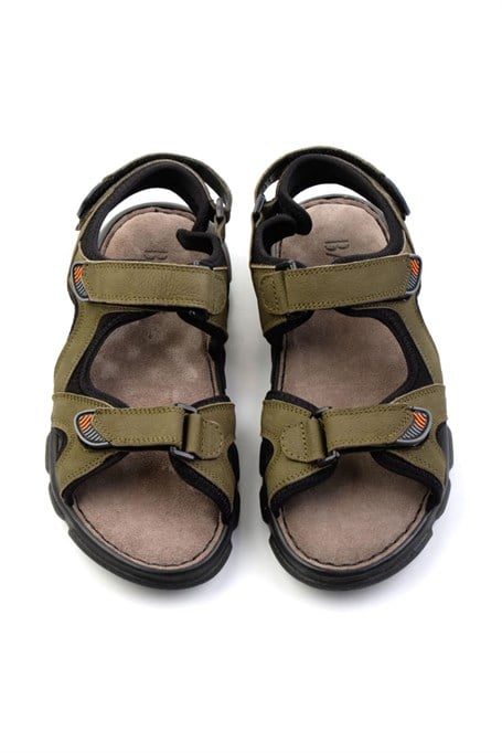 Haki Hakiki Deri Erkek Sandalet E05078102501