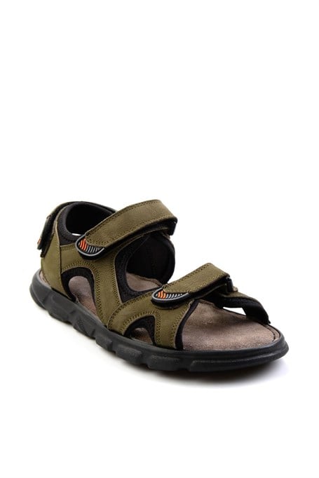 Haki Hakiki Deri Erkek Sandalet E05078102501