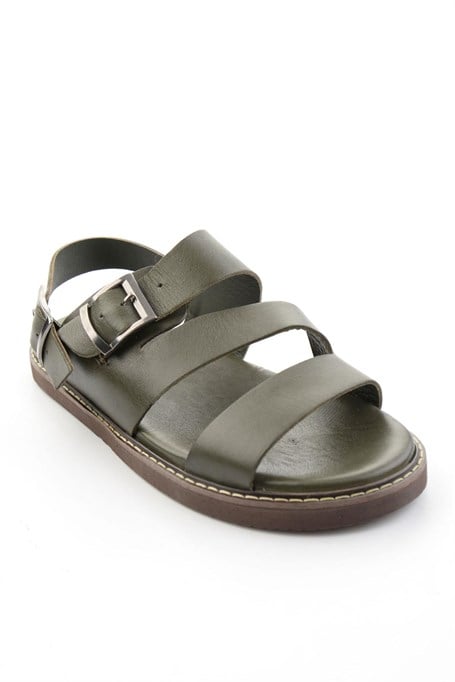 Haki Hakiki Deri Erkek Sandalet E05557269003