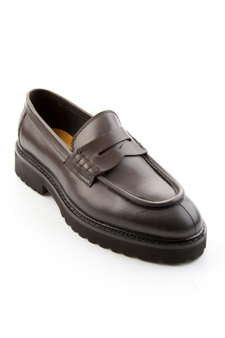 Kahve Antik Hakiki Deri Erkek Loafer Ayakkabı E01648626941