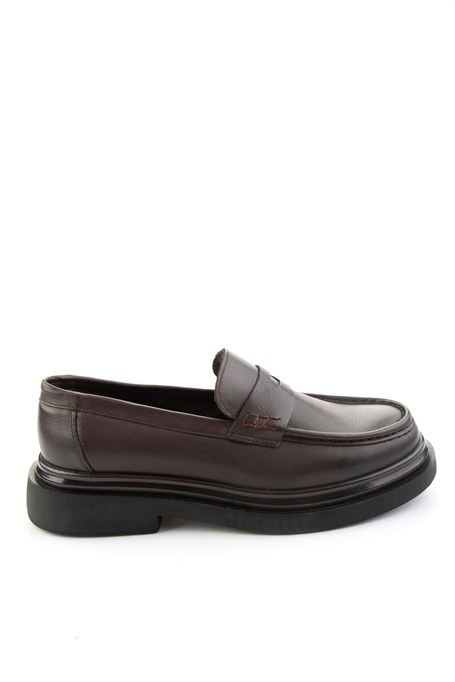 Kahve Antik Hakiki Deri Erkek Loafer Ayakkabı E01820604841