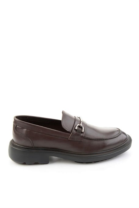 Kahve Antik Hakiki Deri Erkek Loafer Ayakkabı E01054020441