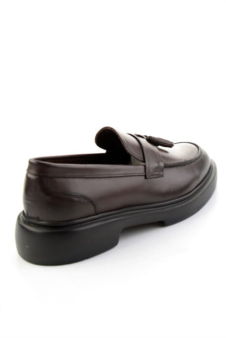 Kahve Antik Hakiki Deri Erkek Loafer Ayakkabı E01054400241