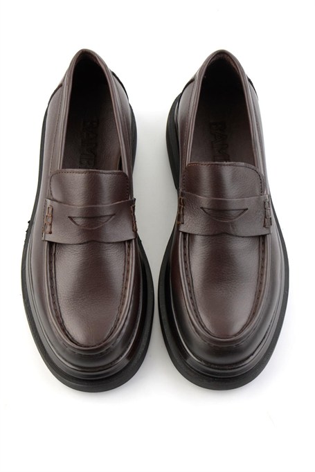 Kahve Antik Hakiki Deri Erkek Loafer Ayakkabı E01820604841