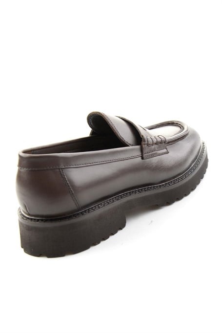 Kahve Antik Hakiki Deri Erkek Loafer Ayakkabı E01648626941