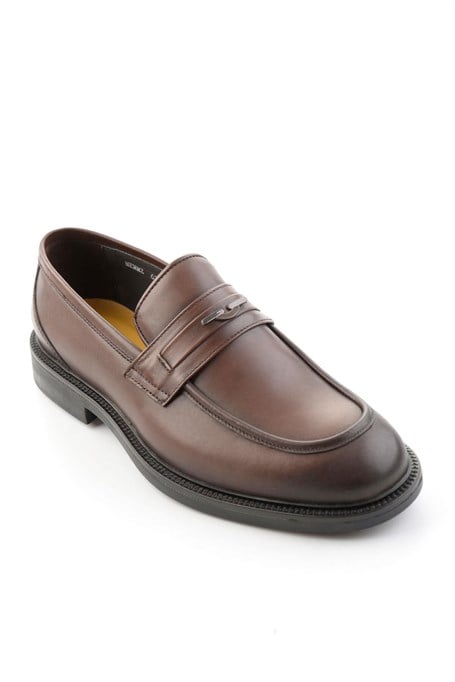 Kahve Antik Hakiki Deri Erkek Loafer Ayakkabı E01648629041