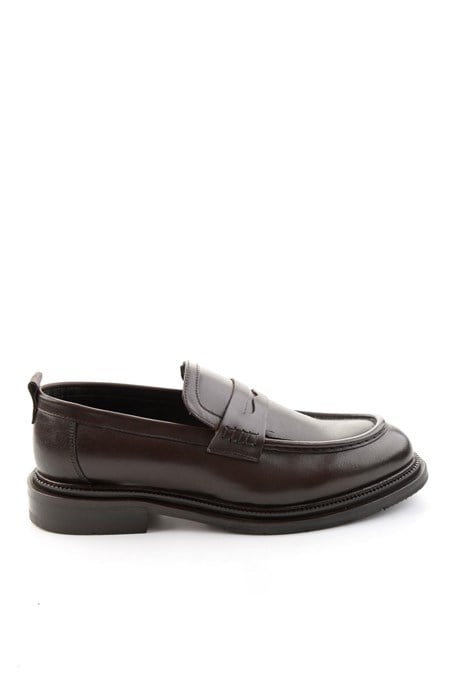 Kahve Antik Hakiki Deri Erkek Loafer Ayakkabı E01600301341