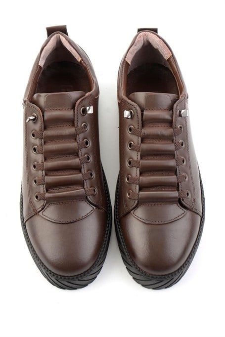Kahve Antik Hakiki Deri Erkek Sneaker E01610196541