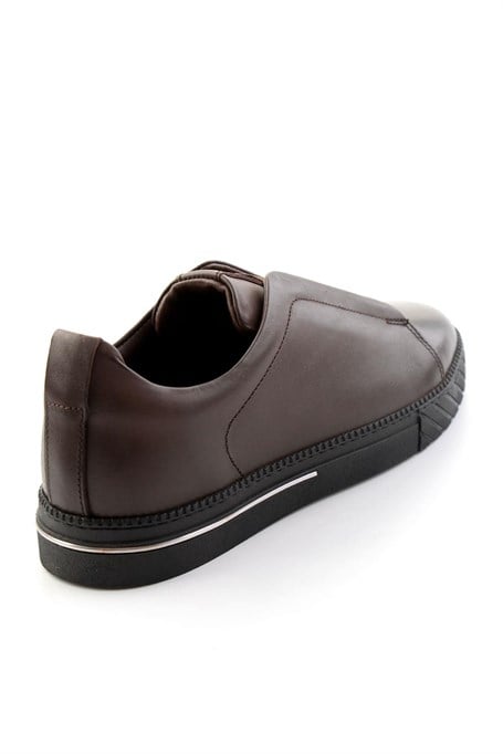 Kahve Antik Hakiki Deri Erkek Sneaker E01610197141