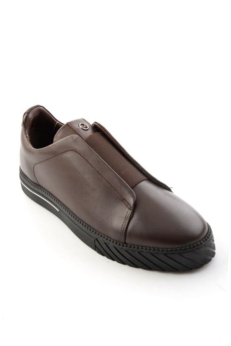 Kahve Antik Hakiki Deri Erkek Sneaker E01610197141
