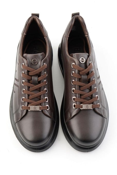 Kahve Antik Hakiki Deri Erkek Sneaker E01398203041