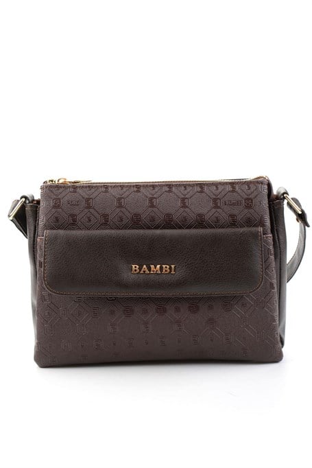Kahve Baskı Detaylı  Kadın Postacı Çanta C06650265710