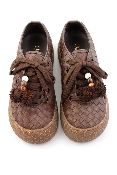 Kahve Baskı Detaylı  Kadın Sneaker K01646000410