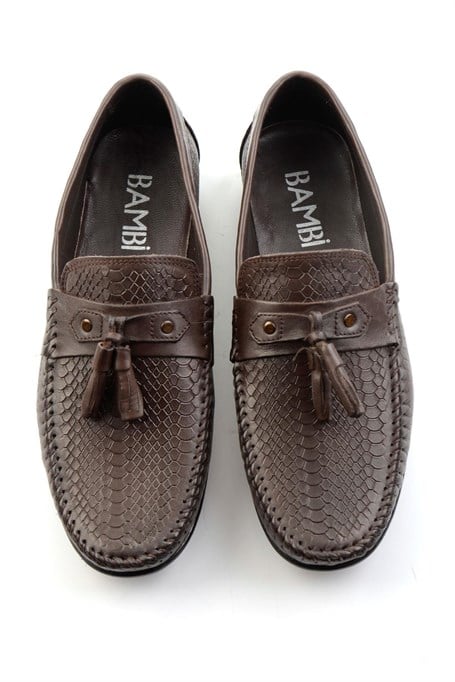 Kahve Baskılı Hakiki Deri Erkek Loafer Ayakkabı E01697032503