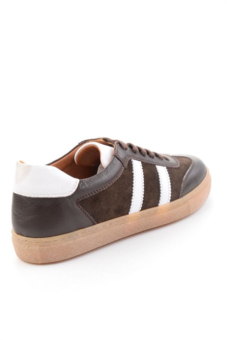 Kahve Beyaz Hakiki Deri Kadın Sneaker K01045050103