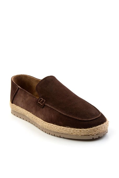 Kahve Hakiki Deri Erkek Espadril E01589500002