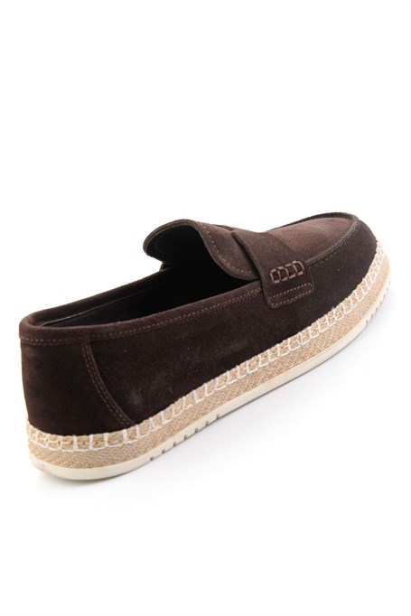 Kahve Hakiki Deri Erkek Espadril E01698111102