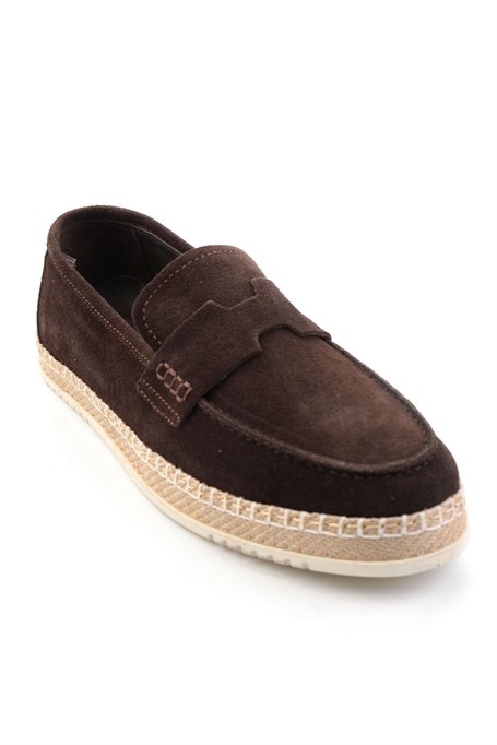Kahve Hakiki Deri Erkek Espadril E01698111102