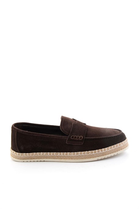 Kahve Hakiki Deri Erkek Espadril E01698111102