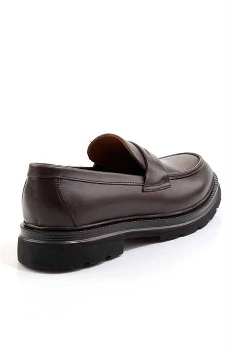 Kahve Hakiki Deri Erkek Loafer Ayakkabı E01547051041