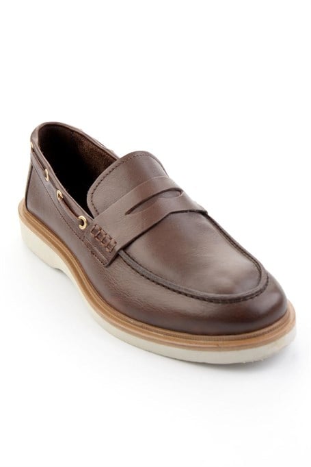 Kahve Hakiki Deri Erkek Loafer Ayakkabı E01698626003