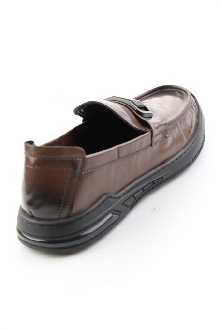 Kahve Hakiki Deri Erkek Loafer Ayakkabı E01185590203